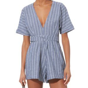 MLM The Label Zion Striped Romper - 100% Linen - Small